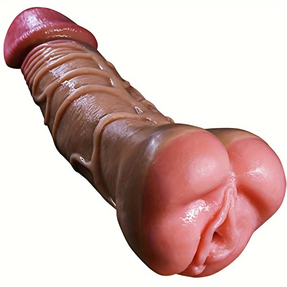 2-in-1 Design Realistic Dildo Pocket Pussy Tight Channels Soft Realistic Dildo for Women Men (Pussy Styles)