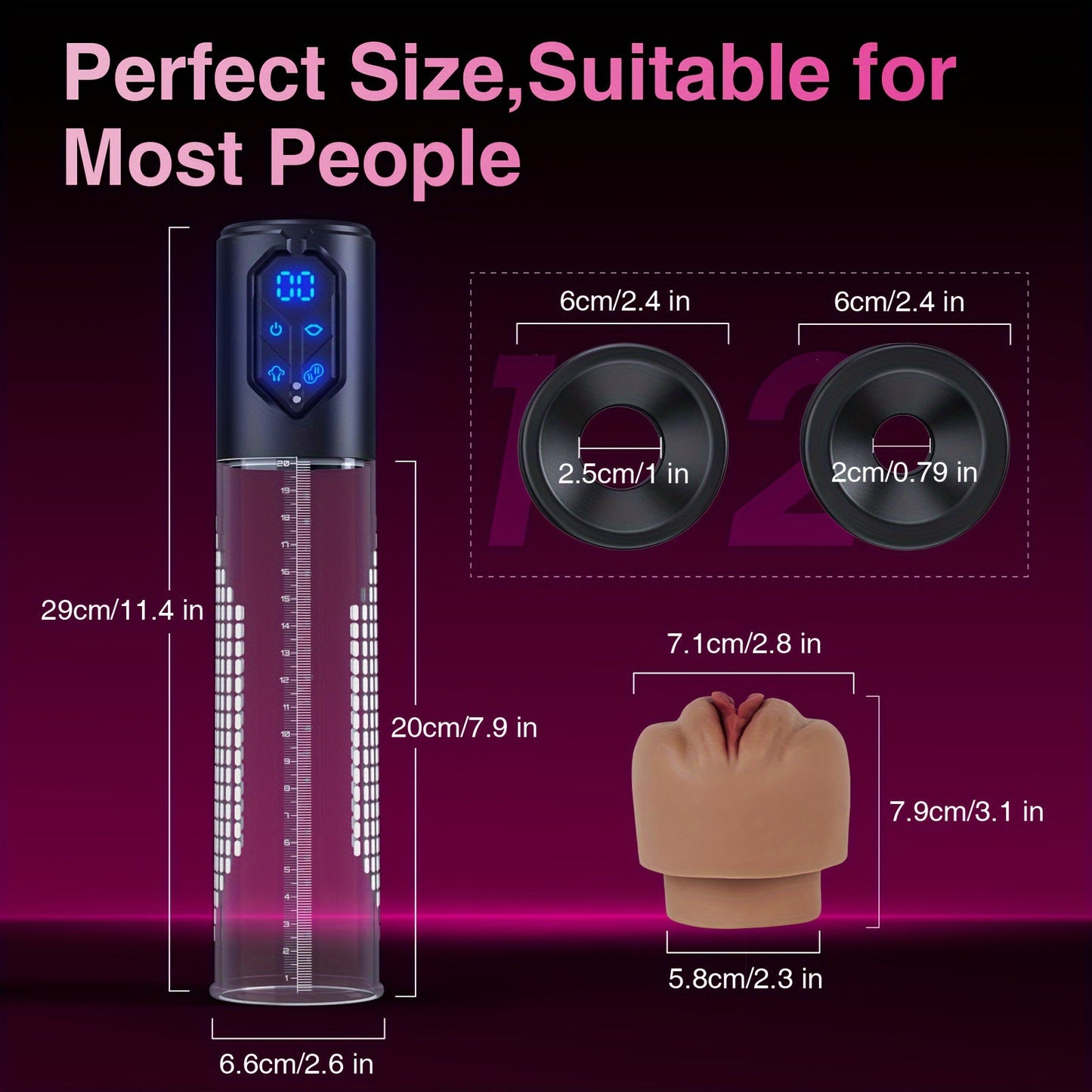 Automatic Penis Pump Sex Toys - Electric Male Masturbator Vacuum Pump With 3 Suction & 4 Erection Intensities. Pump Penis With 2 Vagina Sleeve For Adult Men