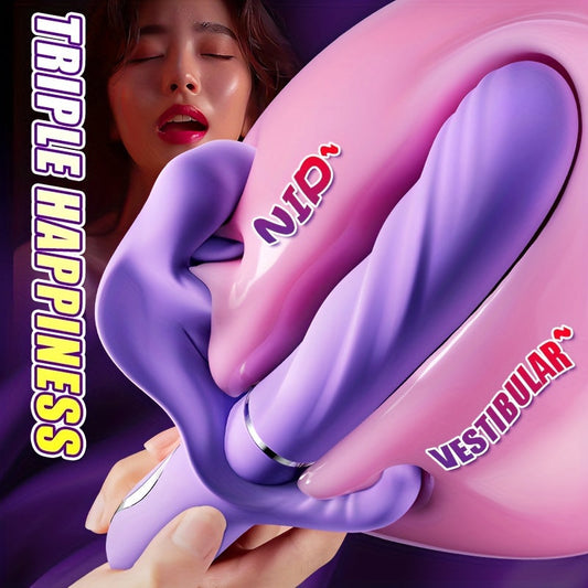 3-in-1 Female Tongue Licking Vibrator. Powerful Vibrator. 5-frequency Vibration/Retraction/Tongue Licking. Female Sex Toys. Couple Sex Toys. Female Masturbation Alone. G-spot Vibrator for Women