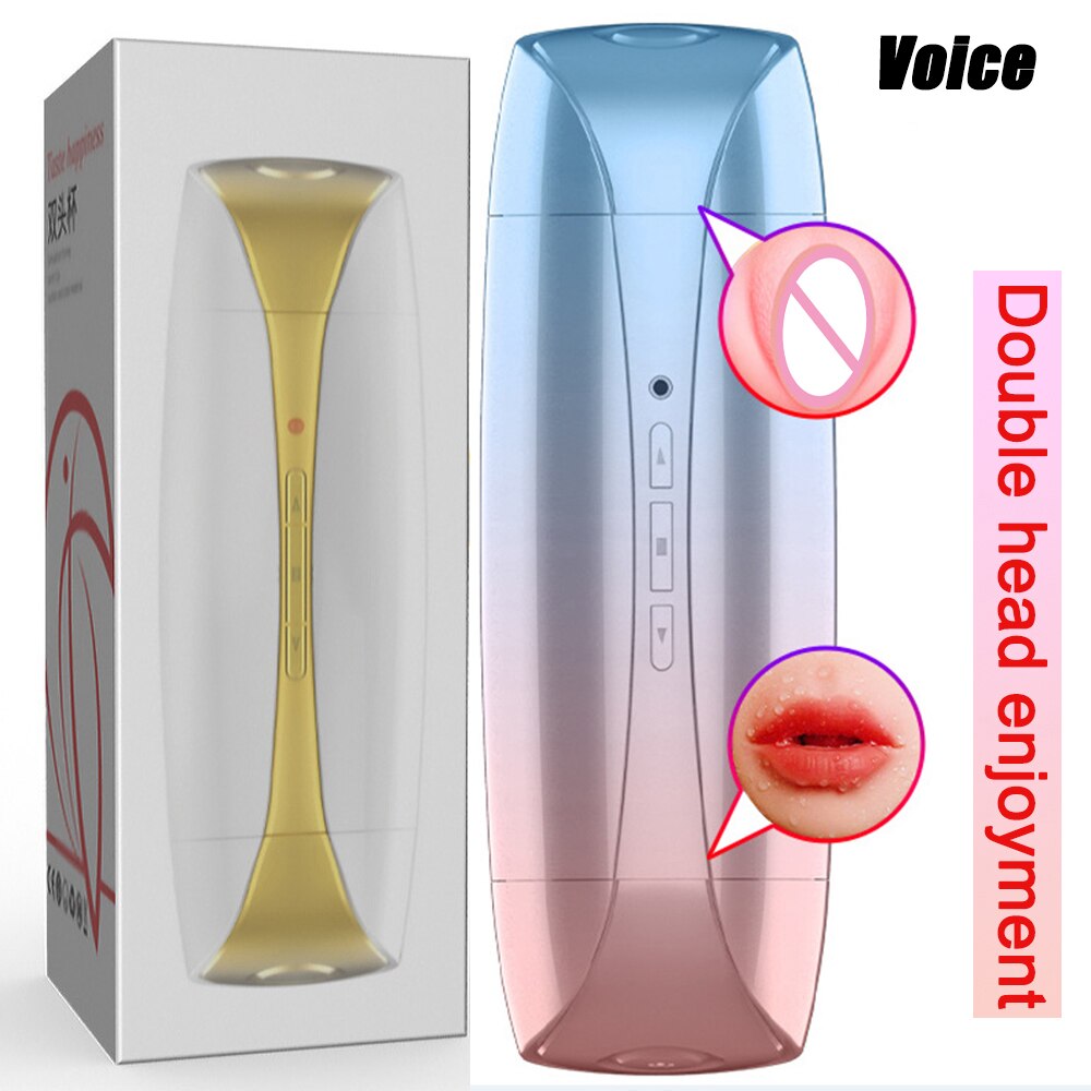 Dual Head Vibrator Enjoy Masturbation Licking Tongue Cup Vaginal Pocket Pussy Vibrator Adult Sex Toy for Men Masturbator