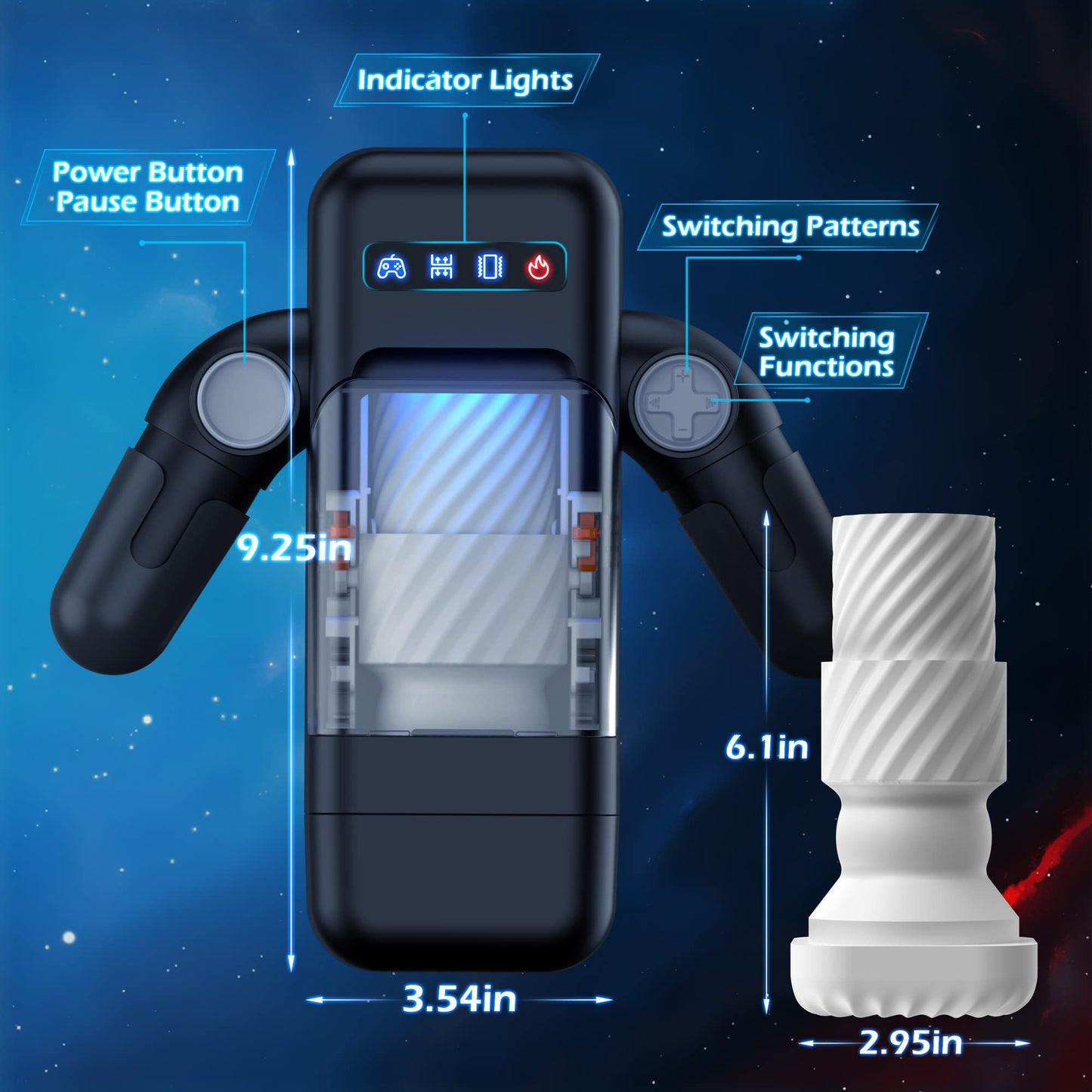 Automatic Heating Robotic Toy for Men, Realistic Vaginal Thruster Vibrator with Phone Holder