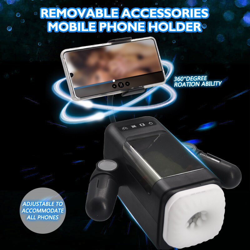 Automatic Heating Robotic Toy for Men, Realistic Vaginal Thruster Vibrator with Phone Holder
