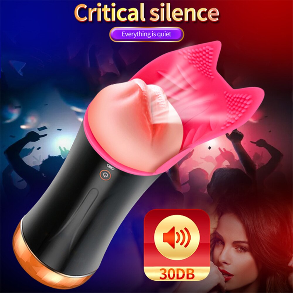 Dual Head Vibrator Enjoy Masturbation Licking Tongue Cup Vaginal Pocket Pussy Vibrator Adult Sex Toy for Men Masturbator