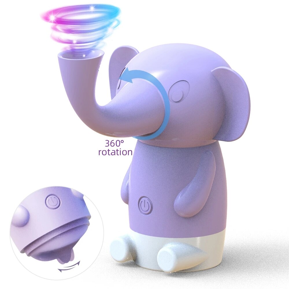 Vibrating elephant-shaped suction-cup rotating tongue vibrator dildo nipple massager for women masturbation sex toys for couples