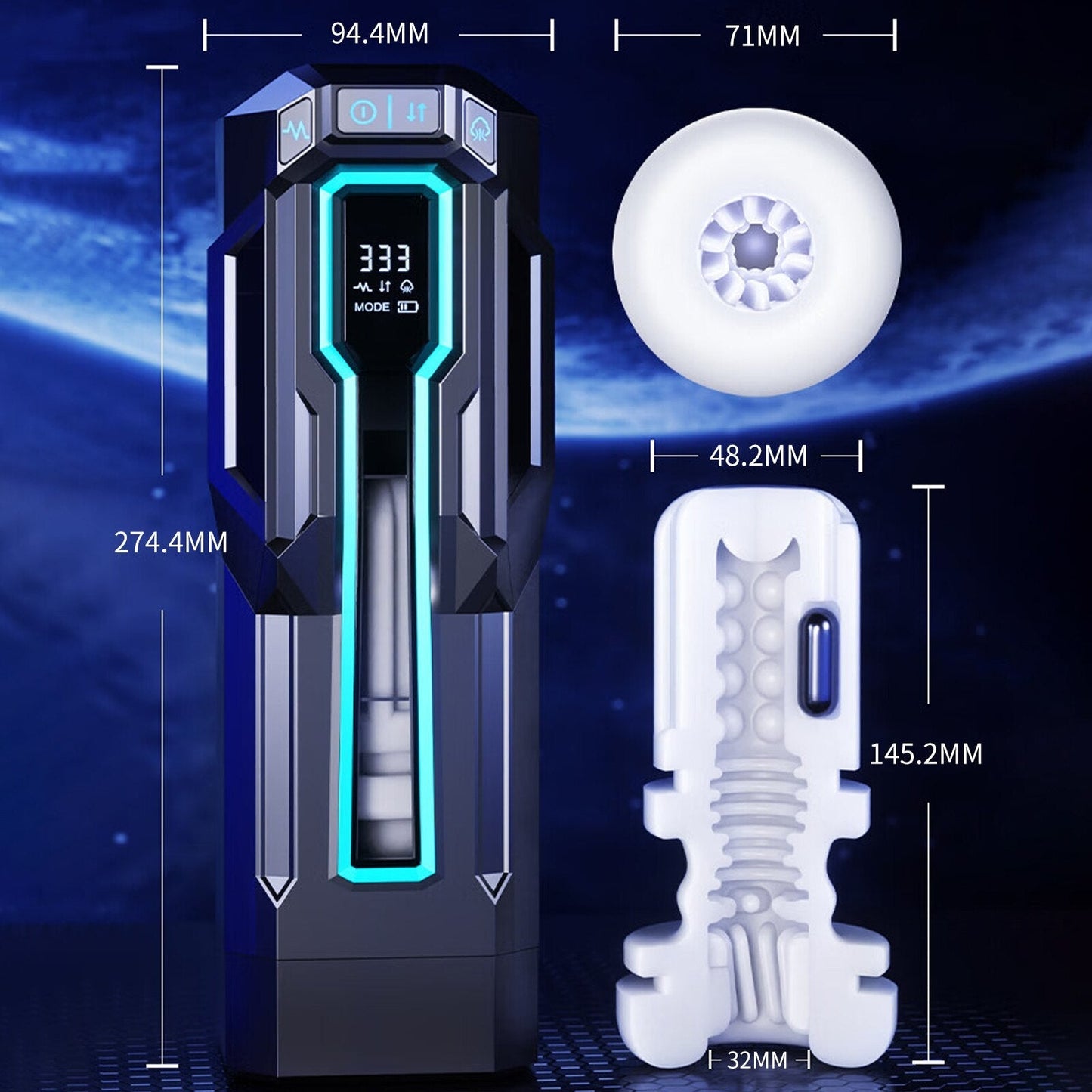 Men's Vibrating Masturbator, Automatic Sex Toy, 18-piece Vagina