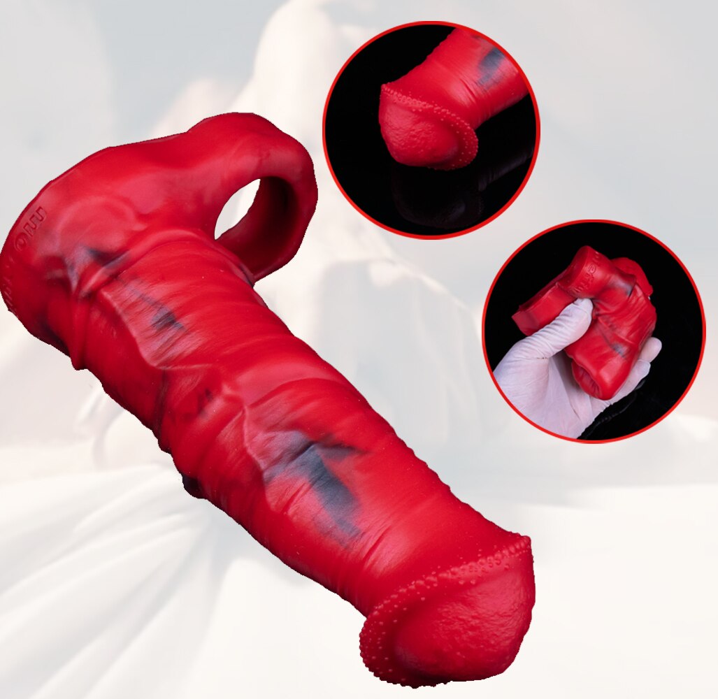 Penis extension condom extender delay ejaculation penis risk cover penis reusable sex toys men 18+