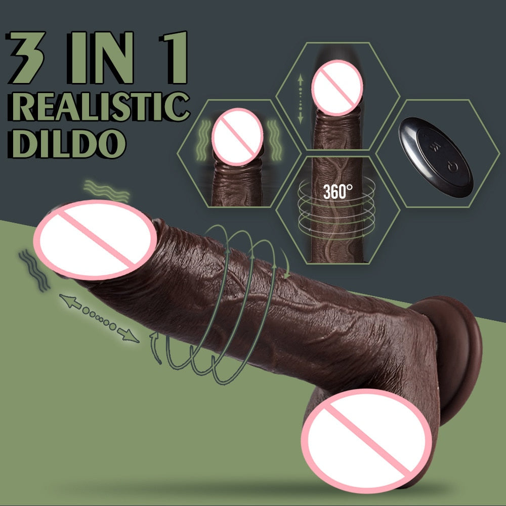 Automatic orgasming dildo for women, heated penis vibrator for couples