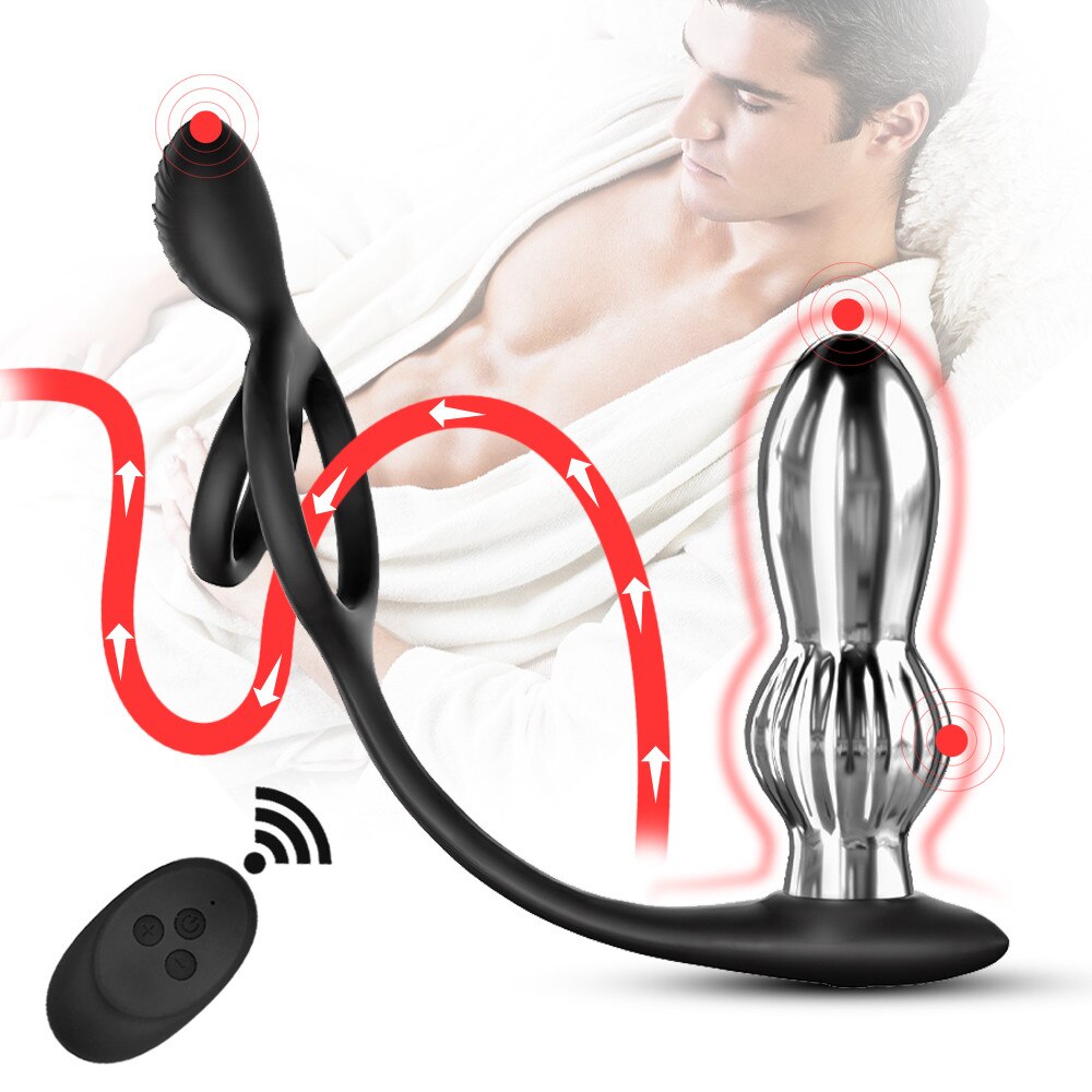 Vibrating penis ring prostate massager for gay couples, sex toy for the penis.