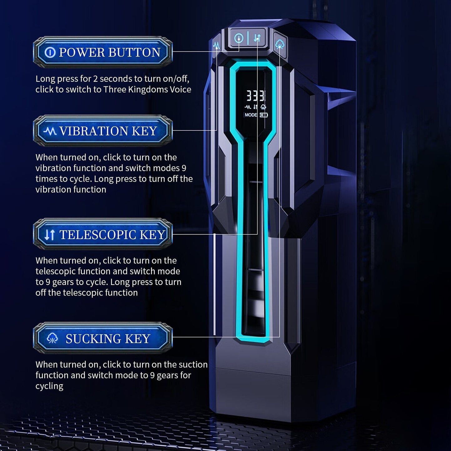 Men's Vibrating Masturbator, Automatic Sex Toy, 18-piece Vagina