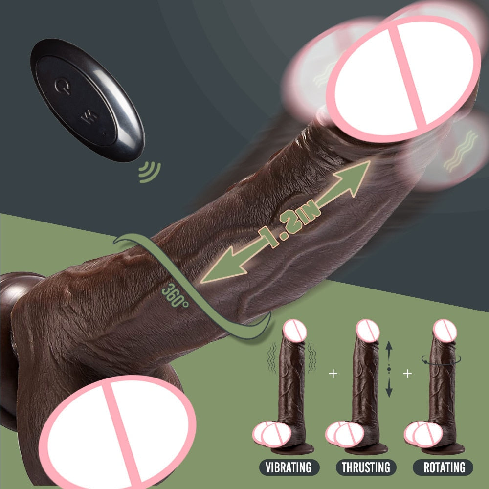 Automatic orgasming dildo for women, heated penis vibrator for couples