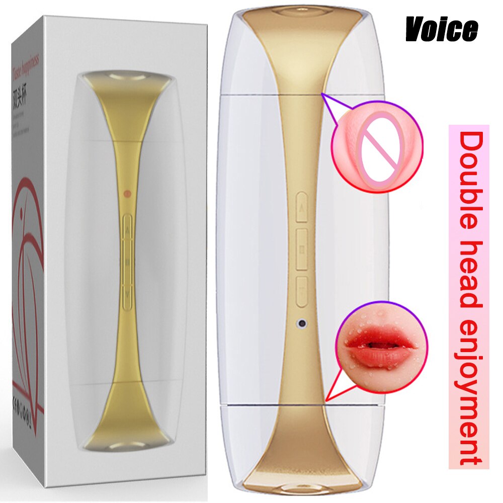 Dual Head Vibrator Enjoy Masturbation Licking Tongue Cup Vaginal Pocket Pussy Vibrator Adult Sex Toy for Men Masturbator