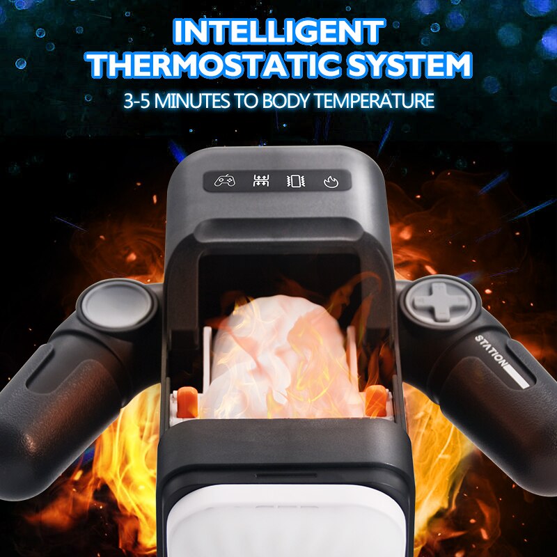 Automatic Heating Robotic Toy for Men, Realistic Vaginal Thruster Vibrator with Phone Holder