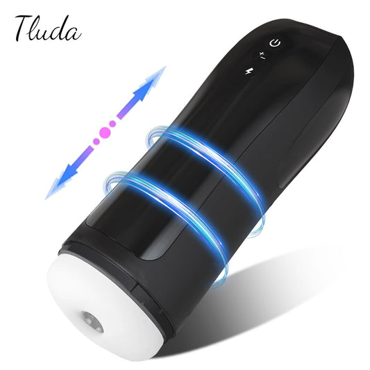 Automatic male masturbator, vibrating telescopic sex toy with moaning sounds, adult product
