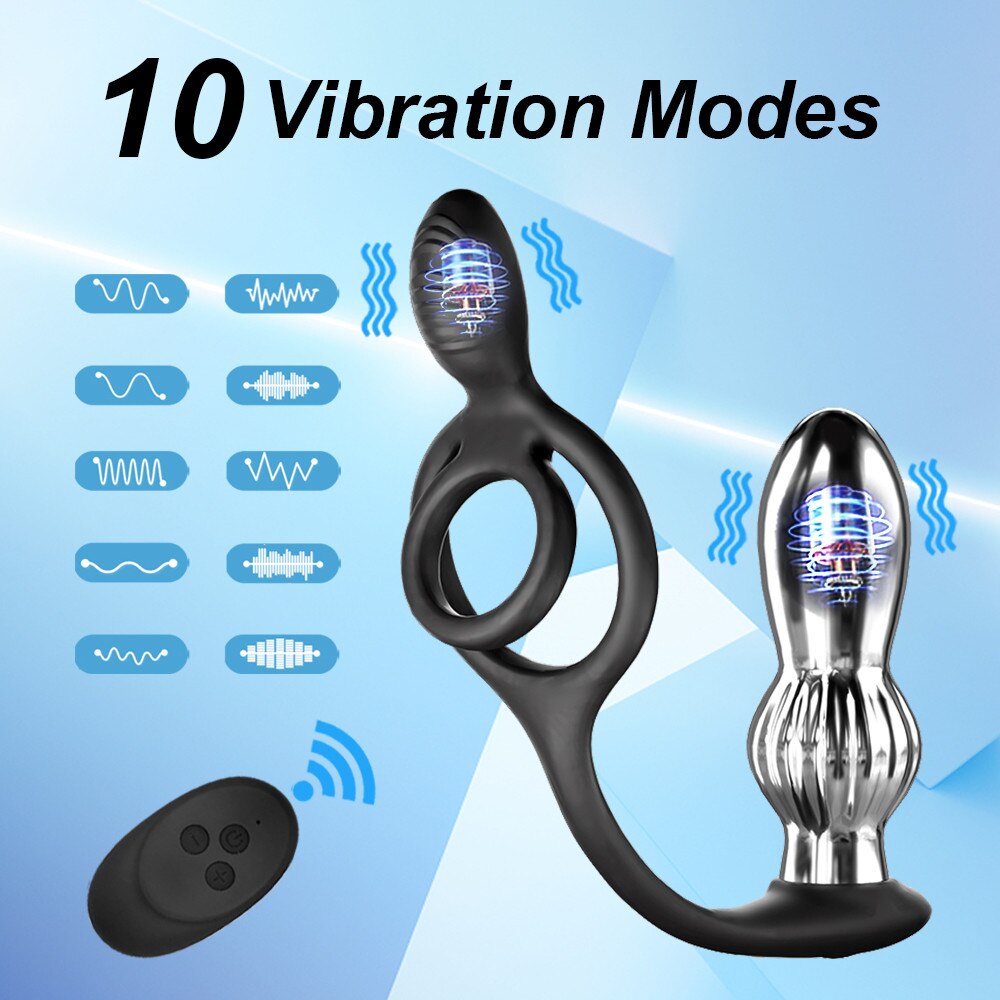 Vibrating penis ring prostate massager for gay couples, sex toy for the penis.