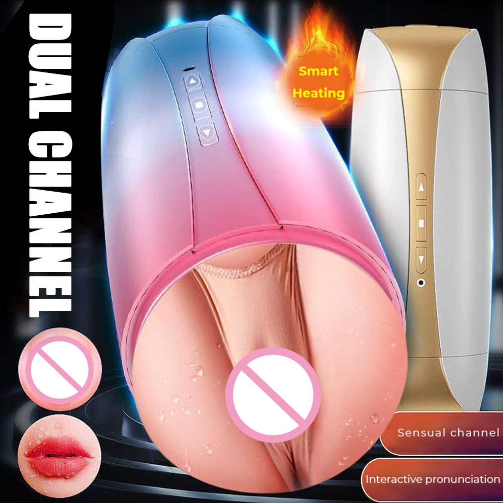 Dual Head Vibrator Enjoy Masturbation Licking Tongue Cup Vaginal Pocket Pussy Vibrator Adult Sex Toy for Men Masturbator