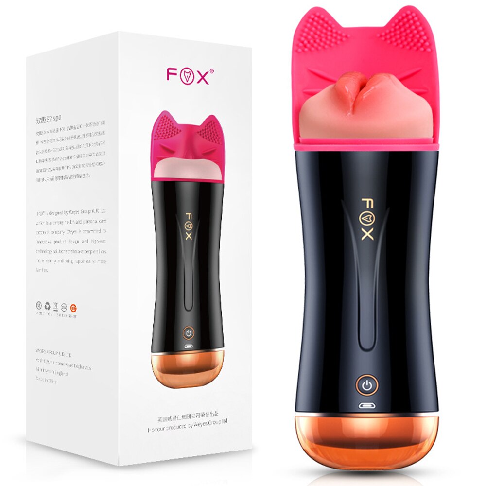 Dual Head Vibrator Enjoy Masturbation Licking Tongue Cup Vaginal Pocket Pussy Vibrator Adult Sex Toy for Men Masturbator