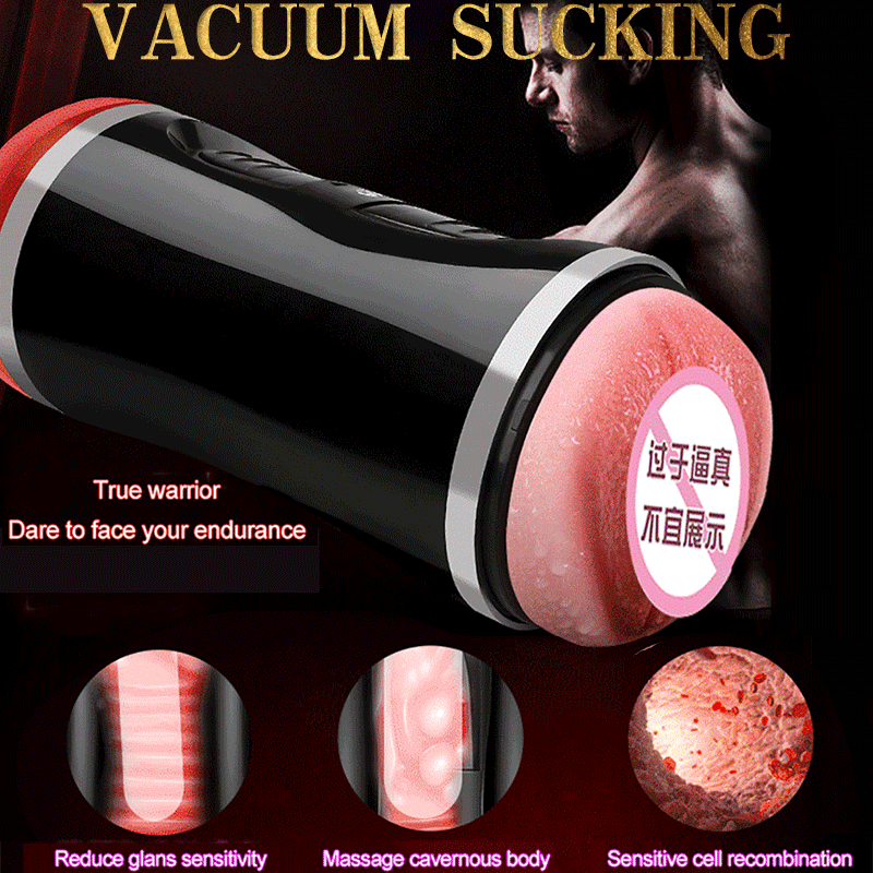2-in-1 Automatic Male Masturbator Cup with Dual Channel Vibrating Realistic Vagina and Oral Pocket Pussy for Men, with Suction and Blowjob Functionality