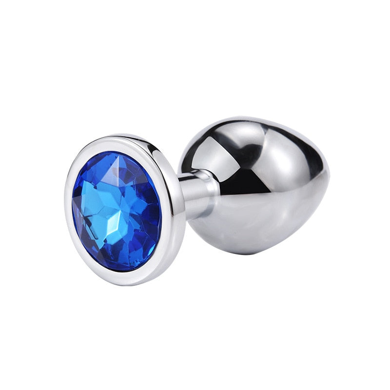 3 Different Size S/M/L Metal Anal Plug with Crystal Jewelry Smooth Prostate Massage Butt Silicone Plug Anal Sex Toys for Woman
