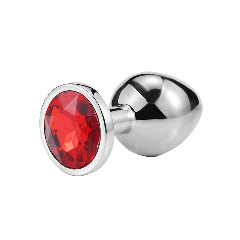3 Different Size S/M/L Metal Anal Plug with Crystal Jewelry Smooth Prostate Massage Butt Silicone Plug Anal Sex Toys for Woman