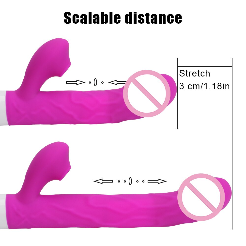 3 In 1 Heating Rabbit Vibrator Telescopic Rotating Dildo Clitoris Sucking Vagina G Spot Stimulate Vibrators Sex Toys for Women