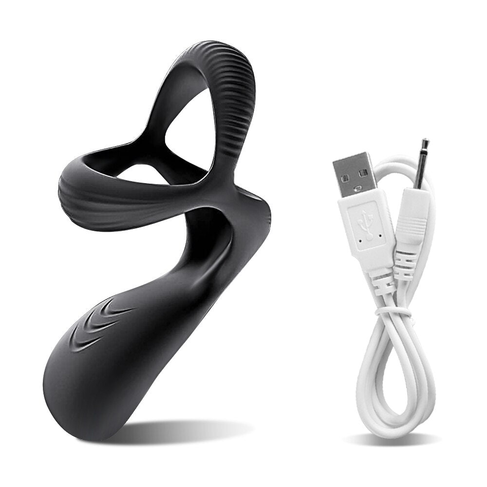 3 In 1 Vibrating Cock Ring Male Vibrator Penis Ring Delay Ejaculation Cockring Perineum Stimulator Sex Toys for Men Adult Goods