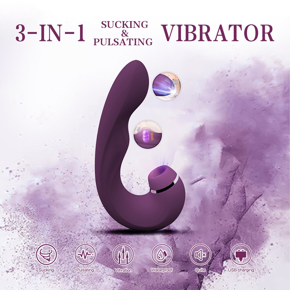 3-In-1 Thrilling Suction Vibrator, Powerful Clitoral Stimulator, Vaginal Sex Toy for Women