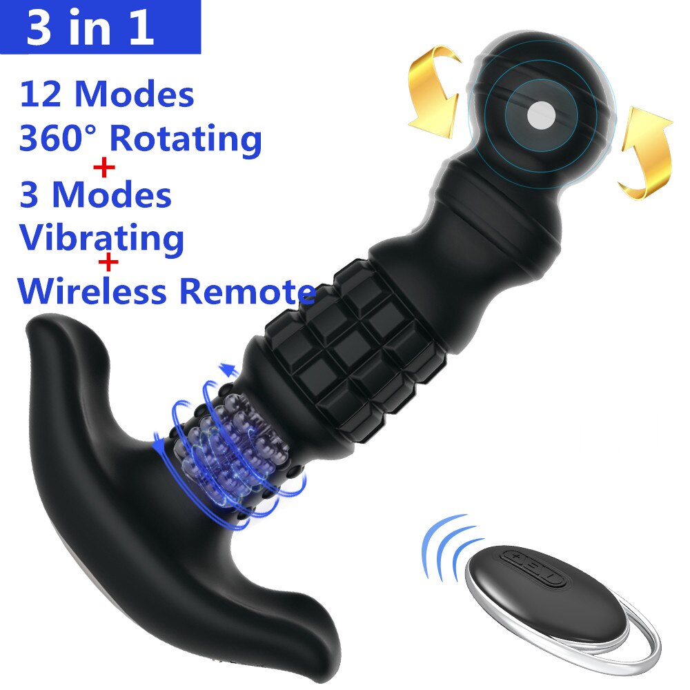 360-Degree Rotating Wireless Anal Dildo Vibrator G-Spot Massager Female Masturbator Dilator Big Butt Plug Sex Toys for Women Men