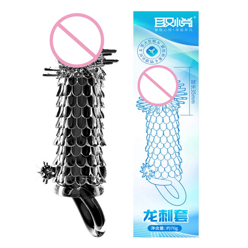 3D Crystal Condoms Dick Extender Penis Lengthening Thick Sleeve Sex Toys and Useful Sex Supplies