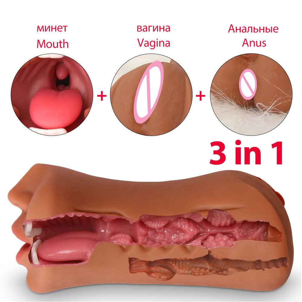 Realistic 3D Oral Masturbation Male Throat Vagina Real Pussy Sextoy For Men 3-in-1 Masturbator Adult Blowjob Sex Choop
