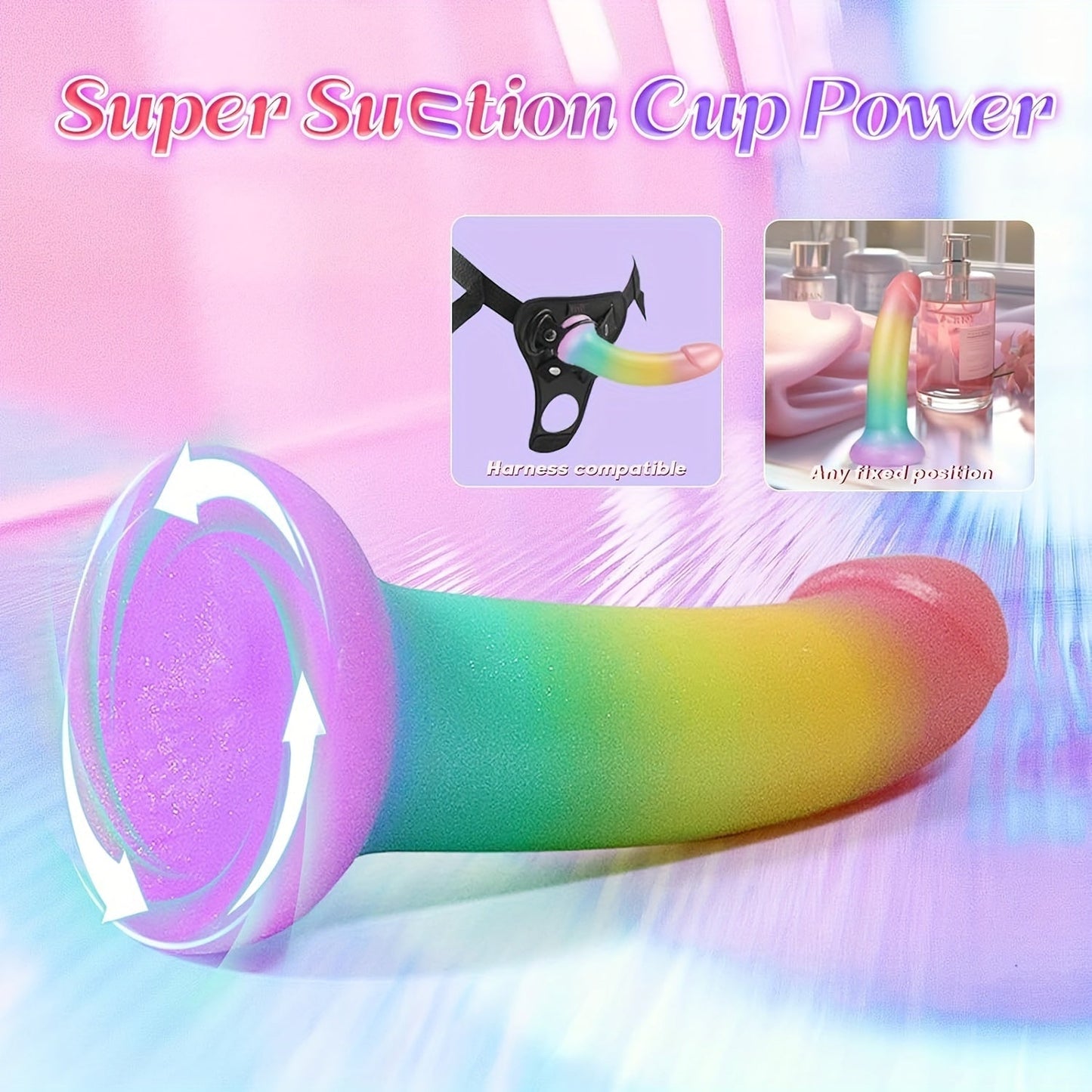 Liquid Silicone Soft Dildo. 7 Strap-On G-Spot Anal Suction Cup Dildos for Women's Pleasure. Pink Purple Fantasy Thin Women Adult Sex Toys Dildos for Beginners. Jelly Smooth Penis Female Sex Toy
