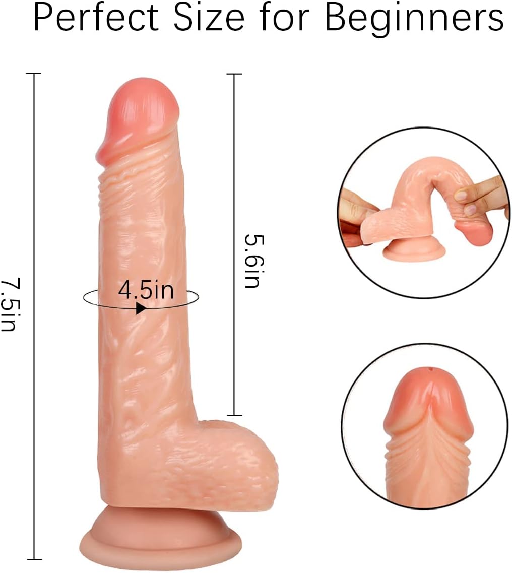 Strap-On Dildo Harness for Pegging. Sex Harness with Realistic Anal Dildo Penis G-Spot Stimulator Sex Toys for Women Lesbian Couple. 7.5 Inch Silicone Dildo with Suction Cup Anal Sex Toys for Beginners