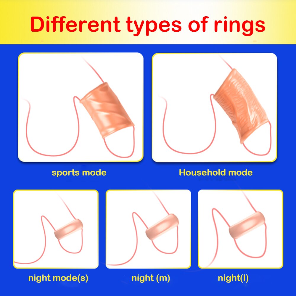 5PCS Foreskin Correction Penis Sleeve Cock Ring Glans Stimulate  Sex Toys for Men Delay Ejaculation Screw Shape Two Sizes