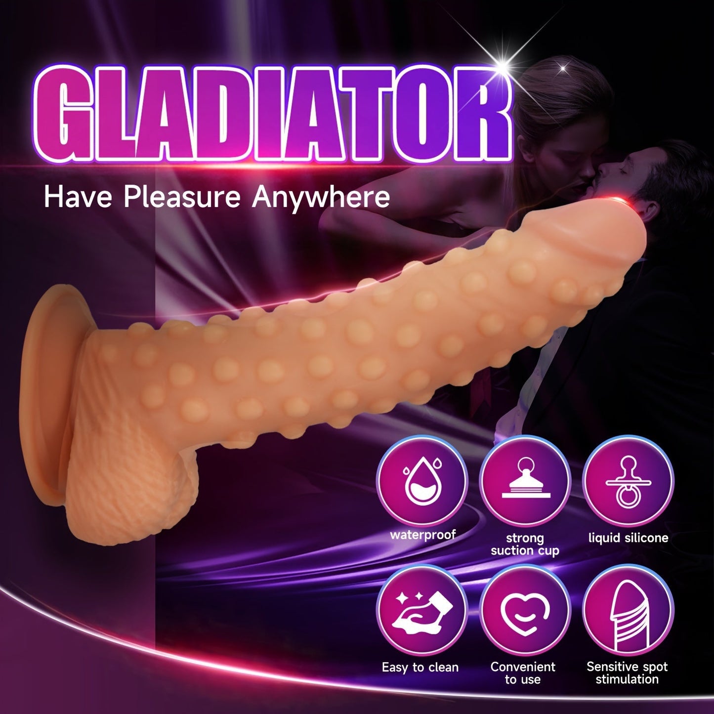 9.44 Realistic Dildo with Large Beads - Waterproof. Latex-Free. Suction Cup for Hands-Free Play. G-Spot & Anal Stimulation Sex Toy for Women and Couples