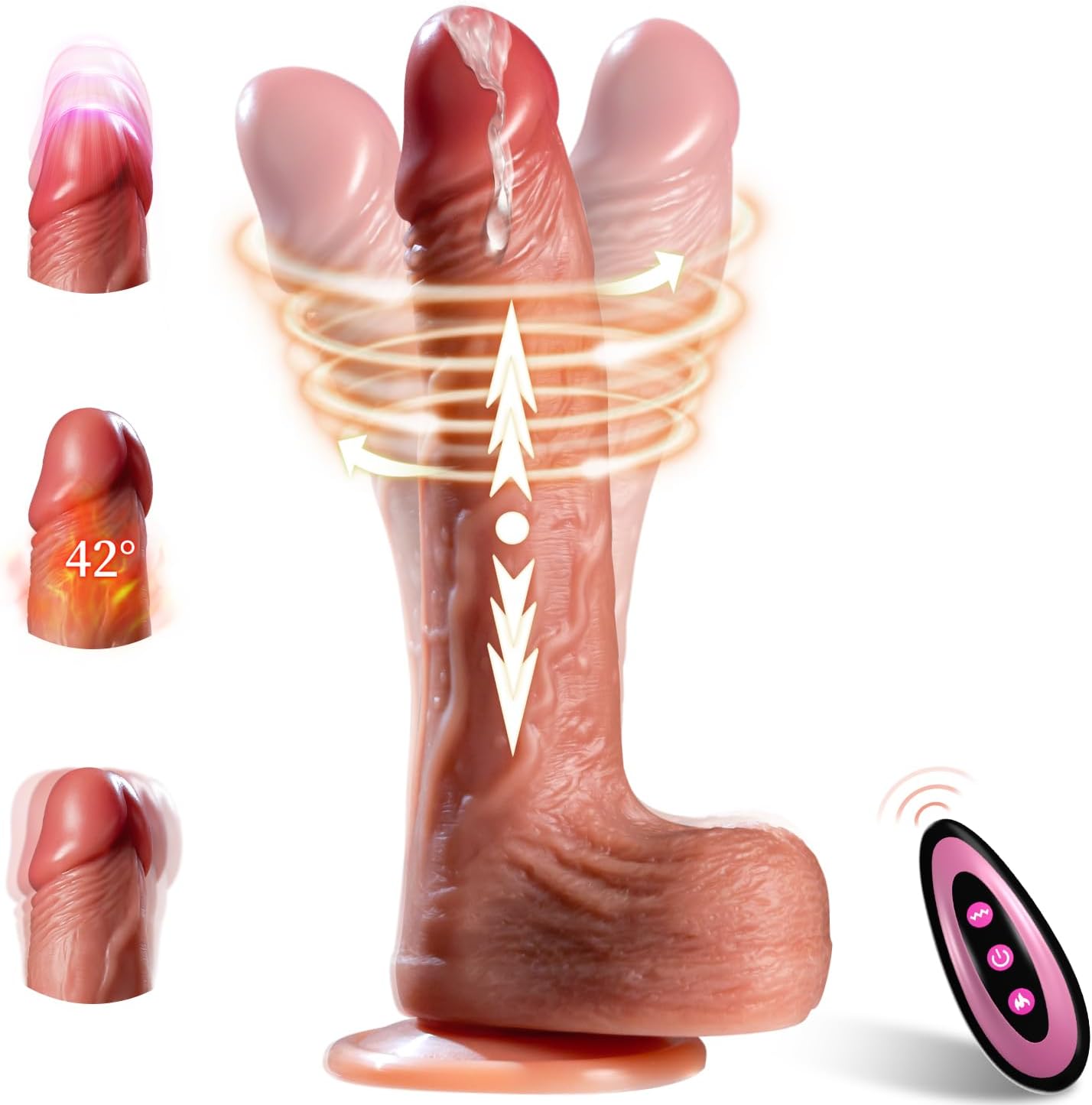 Realistic Dildo Vibrator APP Remote Control Adult Sex Toy Suction Cup 9 Vibrations 3 Thrusting Rotating Swing Heating Modes for 18+ Women