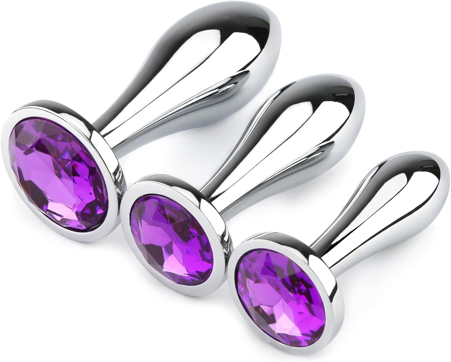 Anal Butt Plug. 3Pcs Set Metal Anal Butt Plug Sex Toy with Crystal Diamond Beginner Anal Toy for Adult Unisex (Pink)