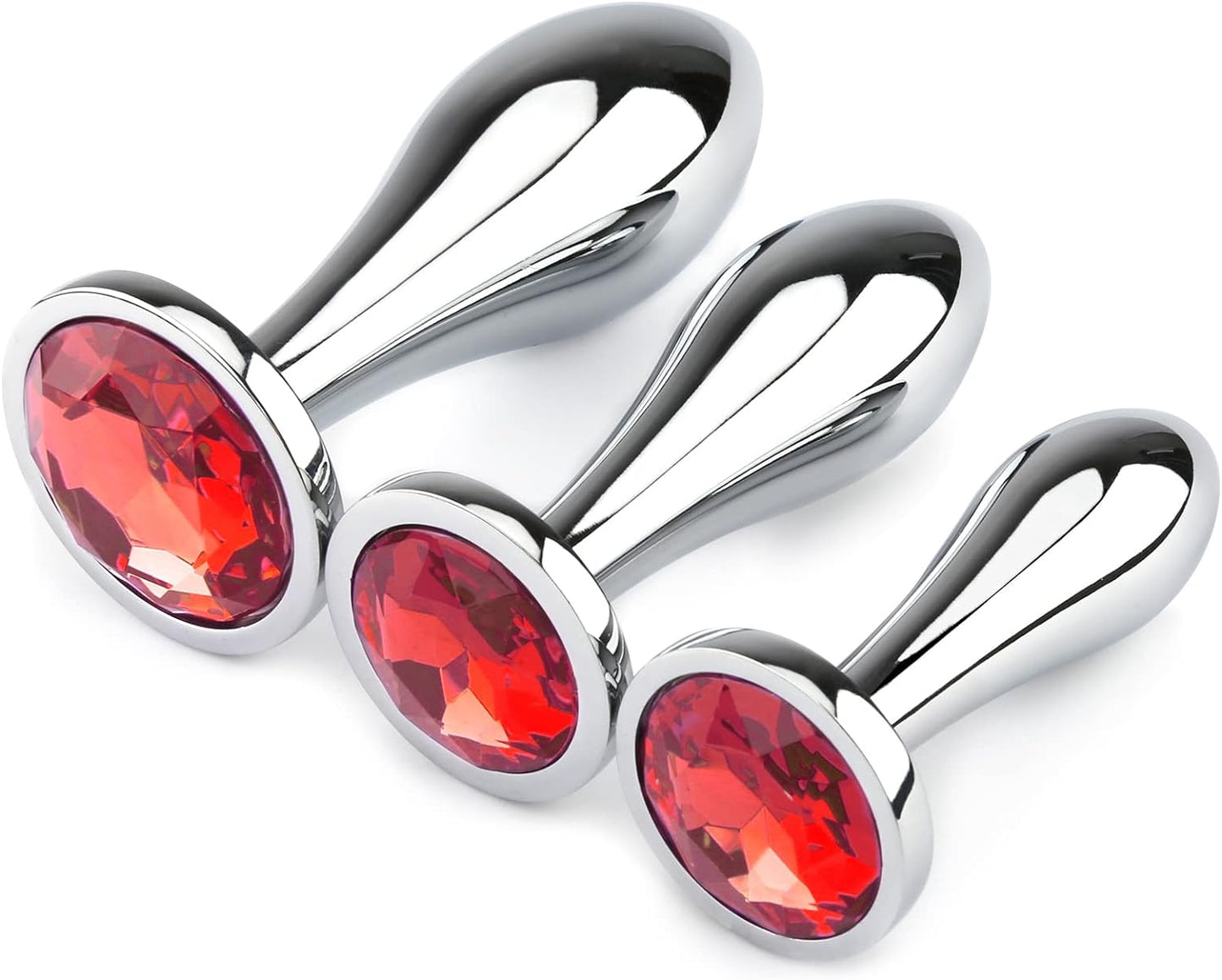 Anal Butt Plug. 3Pcs Set Metal Anal Butt Plug Sex Toy with Crystal Diamond Beginner Anal Toy for Adult Unisex (Pink)