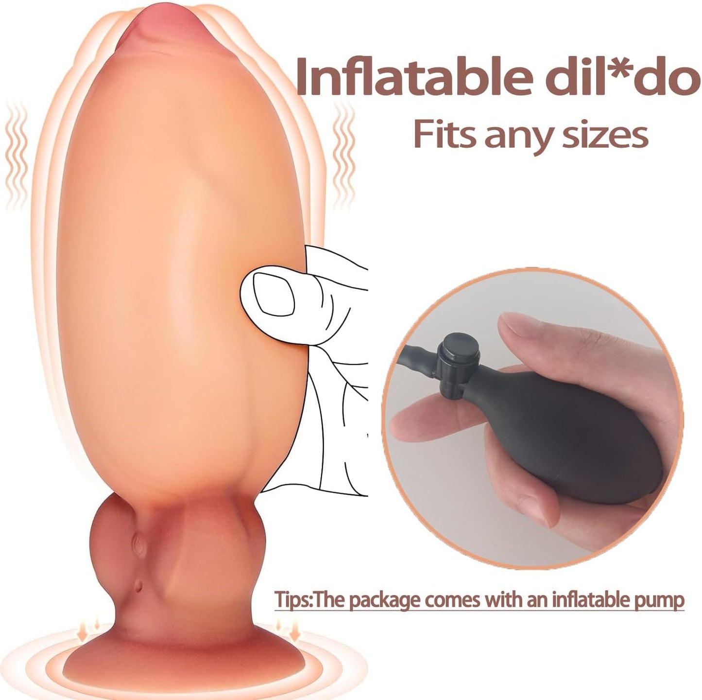 4.7'' to 8.3'' Anal Dildo Vibrator. Inflatable Dildo Realistic Vibrating Dildo with Adjustable Thickness. Anal Toys Anal Sex Toys. G spot Stimulator Prostate Massager. Remote Control Couples Sex Toy