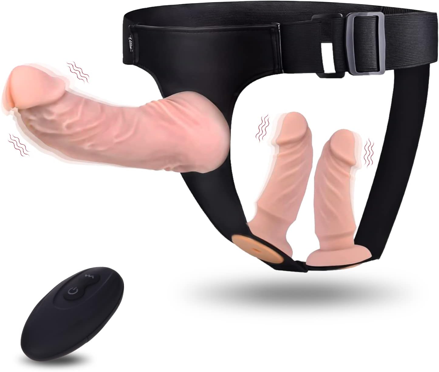 Harness Strap-On Vibration Realistic Dildos with 10 Strong Modes 2 Dildos Silicone Anal G-spot Stimulation Adjustable Strapless Sex Toys for Female Couple Lesbian | Remote Control