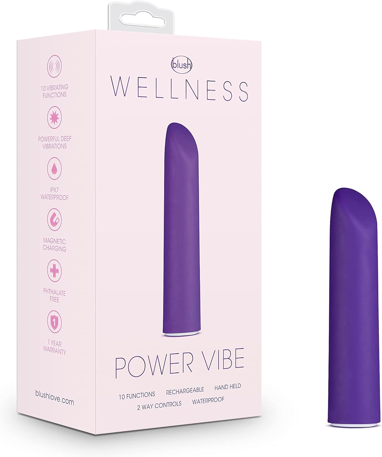 Blush Wellness Dual Sense - Innovative Touch-Sensitive Ultra Soft Silicone Massage Wand - Targets Sore Muscles - 10 Powerful Rumbly Vibration Functions On Both Ends of Massager - IPX7 Waterproof