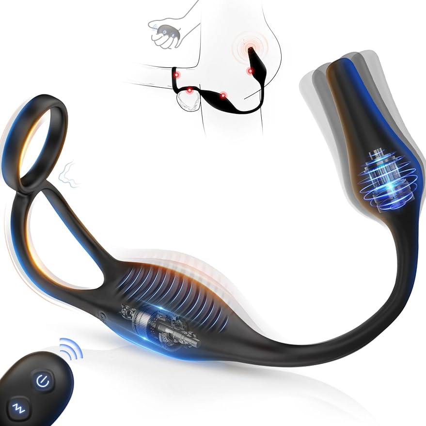 Male Sex Toys for Men Prostate Massager - 4-in-1 Vibrating Cock Ring Penis Ring with Remote Control. 7 Modes Anal Toys Butt Plug G Spot Vibrator Dildo Vibrating Anal Plug Adult Sex Toy for Couples Men