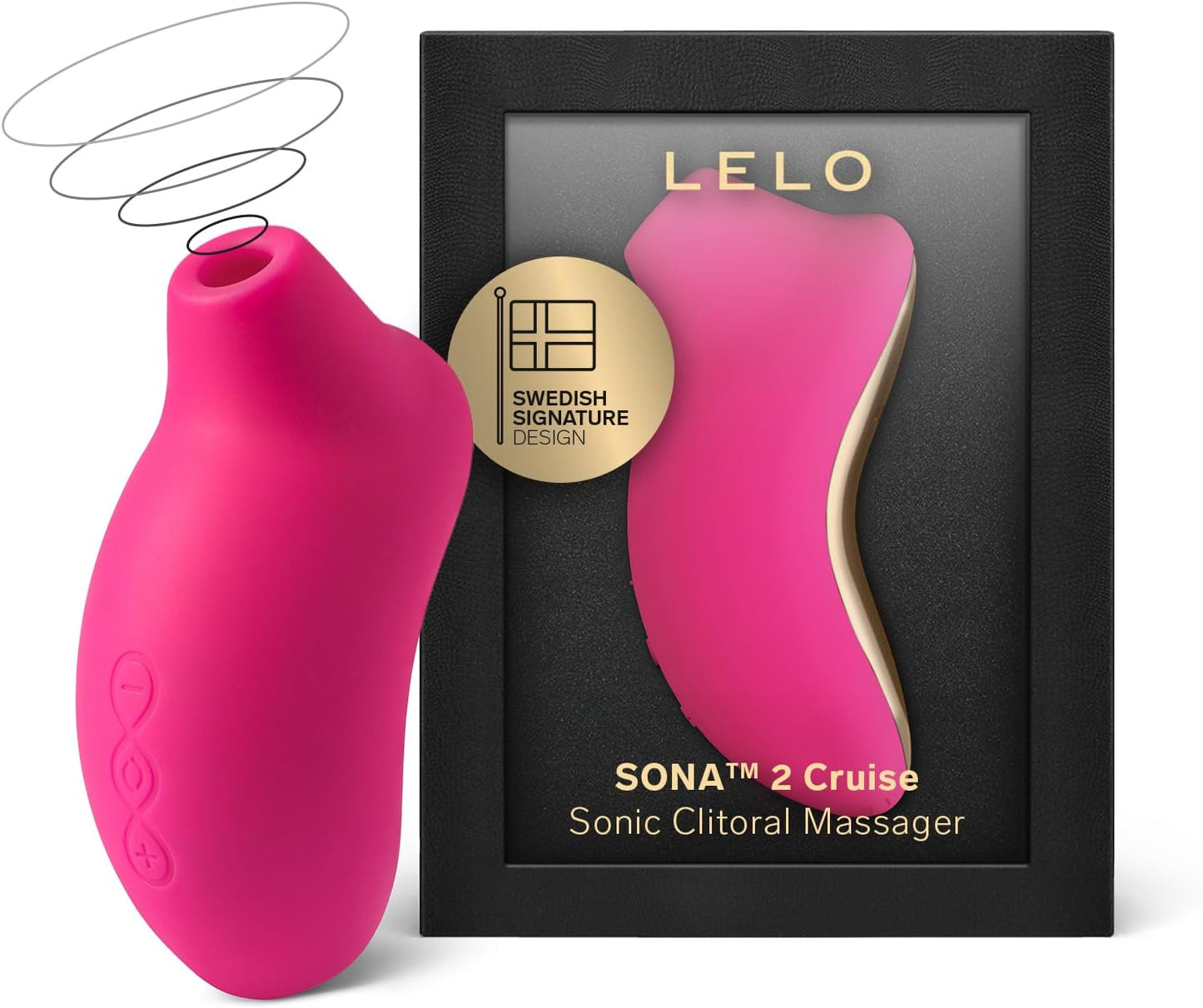 LELO SONA 2 Sonic Waves Clit Sucker. Waterproof Clit Vibrator Oral Stimulator Vibrator for Women for Deeper Satisfaction. Cerise