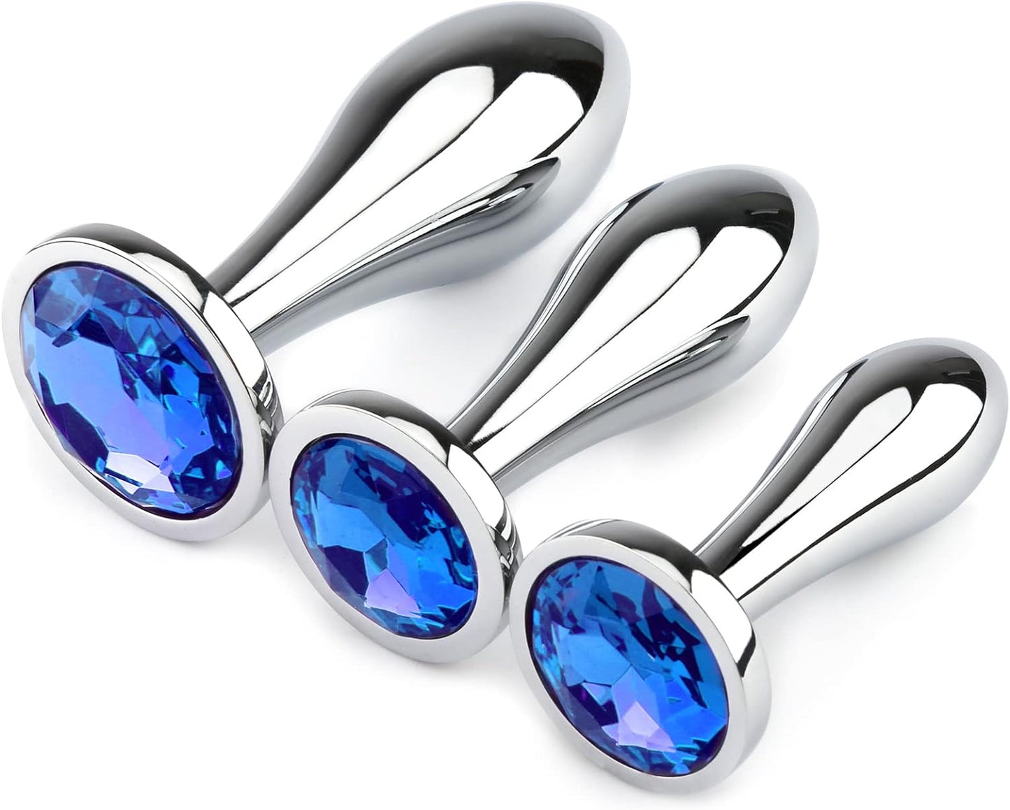Anal Butt Plug. 3Pcs Set Metal Anal Butt Plug Sex Toy with Crystal Diamond Beginner Anal Toy for Adult Unisex (Pink)
