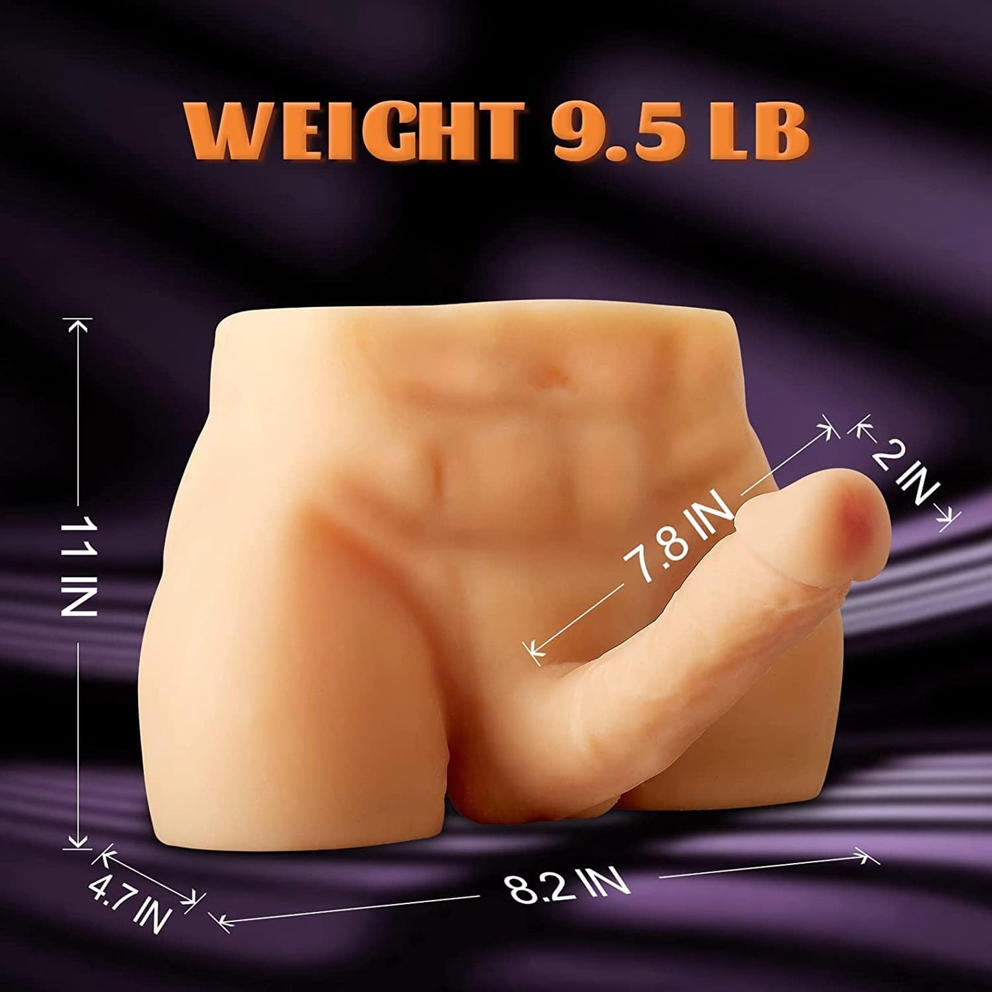 Men's Penis Torso Doll, Female Sex Love Doll with Realistic Huge Dildo and Tight Anal for Women Masturbation, Couple Sex Fun (11 x 8.2 x 4.7 Inches)