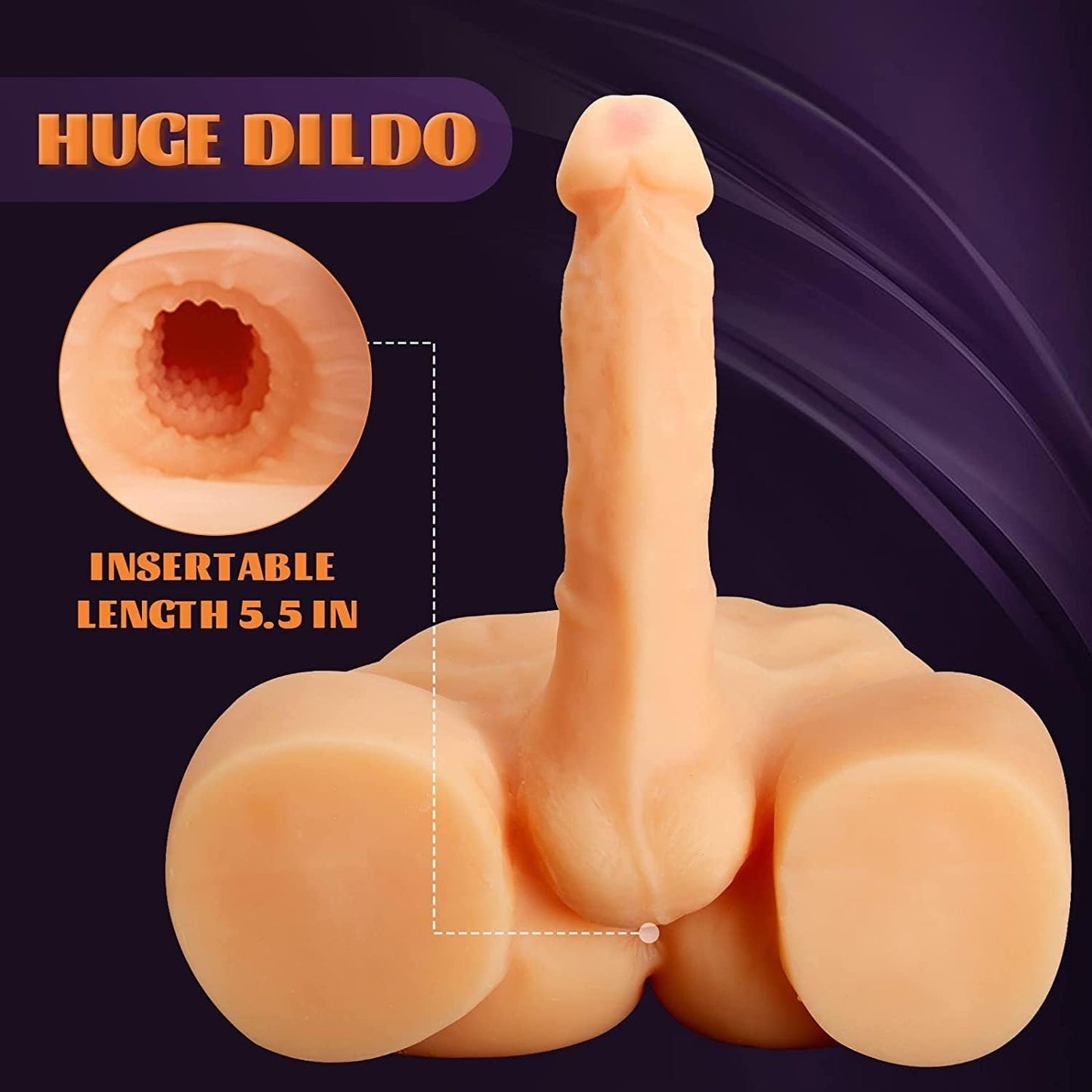 Men's Penis Torso Doll, Female Sex Love Doll with Realistic Huge Dildo and Tight Anal for Women Masturbation, Couple Sex Fun (11 x 8.2 x 4.7 Inches)