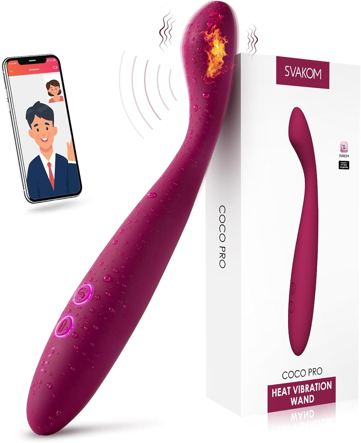 SVAKOM COCO G Spot Vibrator - 8 Seconds to Climax Finger Shaped Waterproof Vibes for Women - 5*5 Vibrations Clit Nipple Personal Massagers - Adult Female Sex Toys