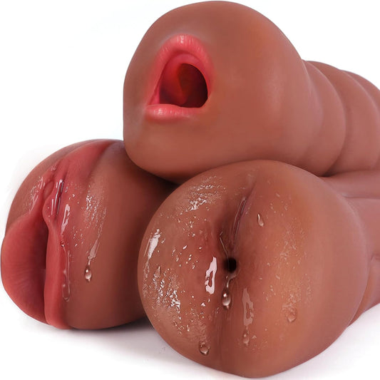 Sex Toys Male Pocket Pussies Sex Toy - Trio Pack of 3 Mouth Sex Doll. Vagina Blowjob Male Masturbator. Anal Flesh Light. Silicone Stroker for Mens Pleasure. Consoladores Sex Toys for Men