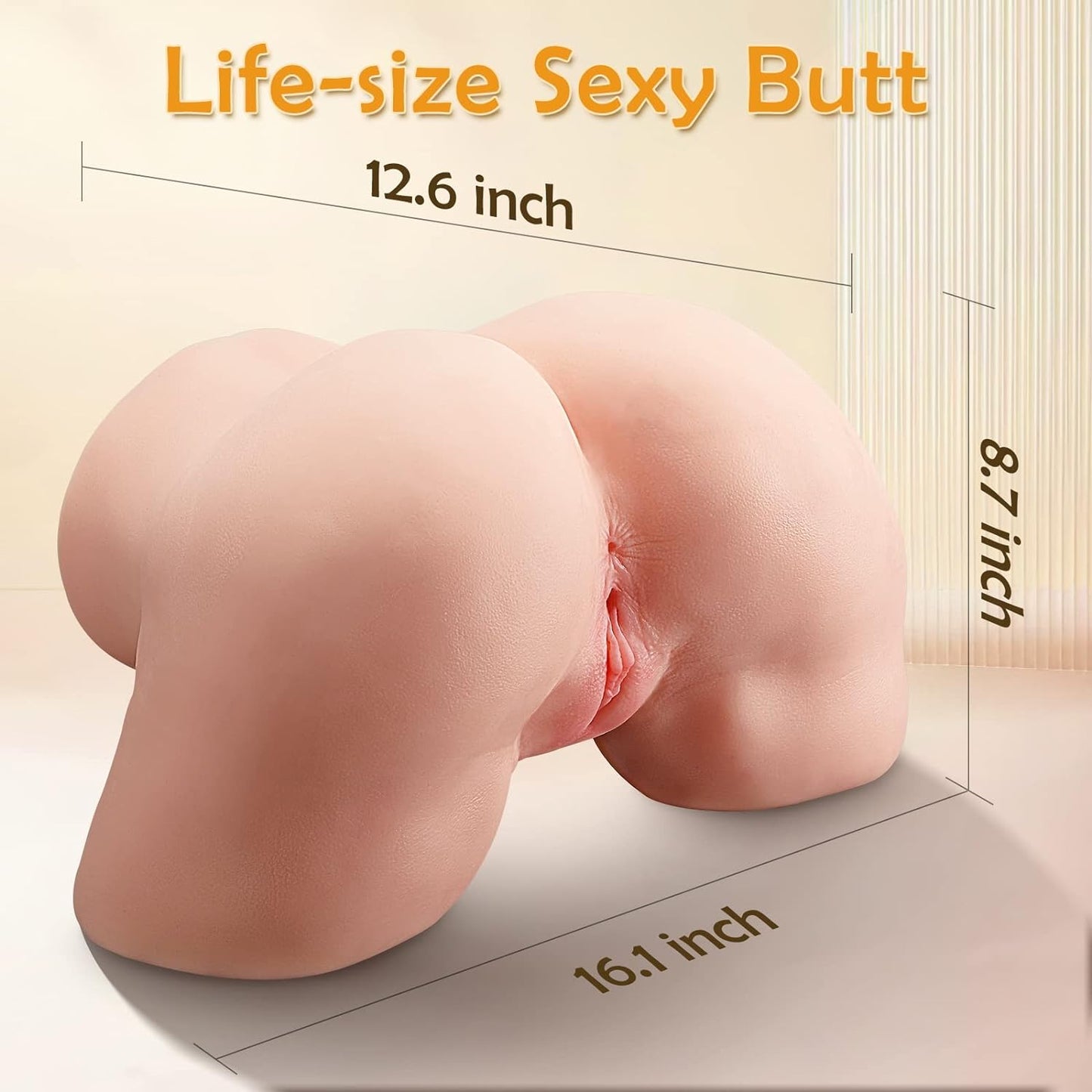 Life Size Sex Doll Big Butt Male Masturbator with Realistic Virgin Torso Pocket Pussy Ass Anal Sex Love Doll Doggy Doll for Pleasure Sex Toy for Men's Masturbation Adult Toy (16.1 * 12.6 * 8.7 in)