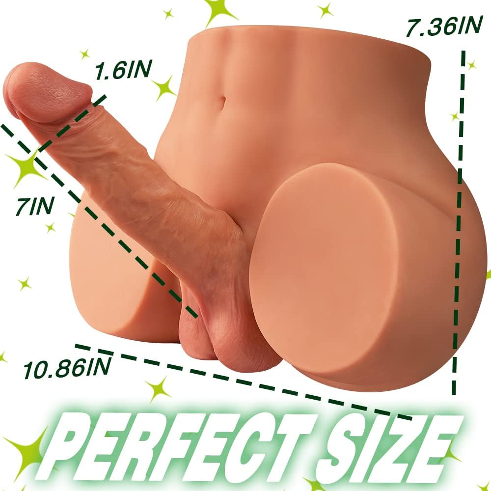 10.5 LB 2 in1 Torso Male Sex Doll with Realistic Dildo and Testis. Anal Male Masturbator with Tight Hole for Men Masturbation. Gohya Unisex Sex Toy for Couple Brown