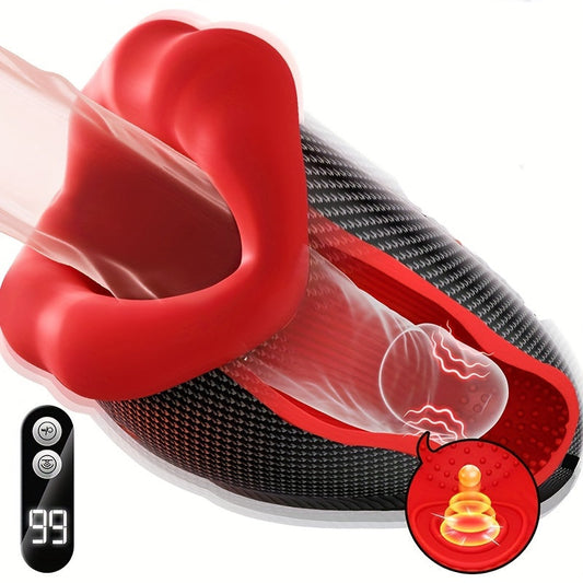 Male Sex Toys For Men Penis Vibrator - Male Masturbator Deep Throat-Mouth Mens Stroker 9 Tapping & Vibrating Penis Pump Trainer LCD 360° Wrapped Male Vibrator Adult Sex Toy