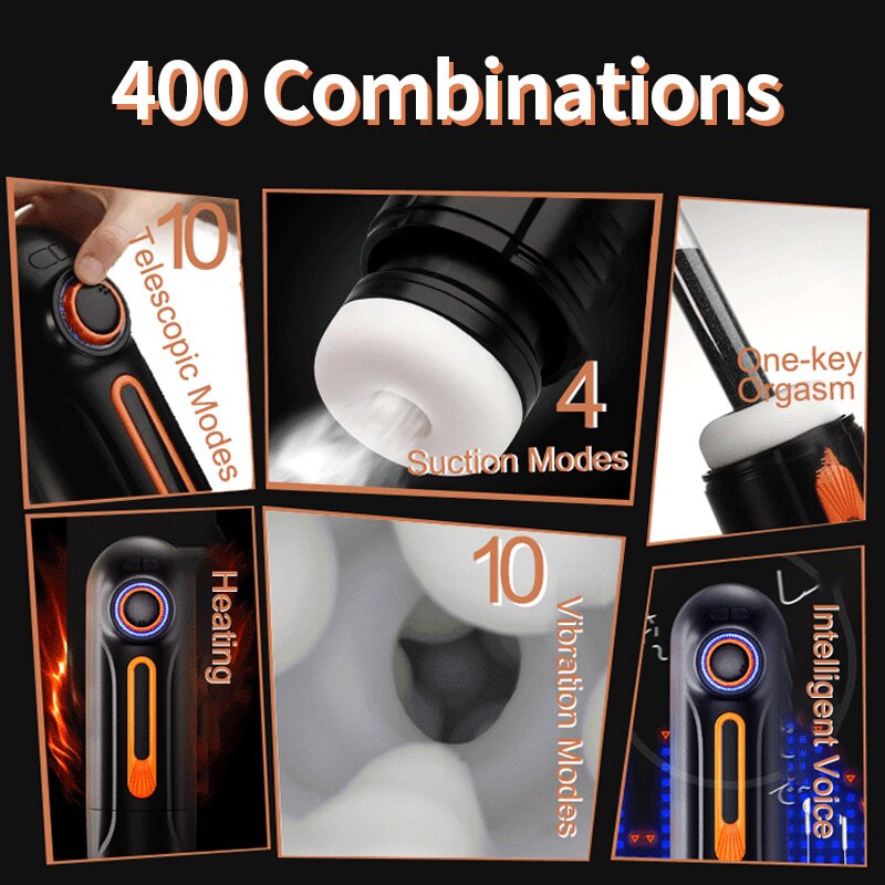 6-in-1 Automatic Suction Vibration Masturbators Male for Men, Realistic Vagina Pussy Blowjob Orgasm Cup Adult Sex Toys